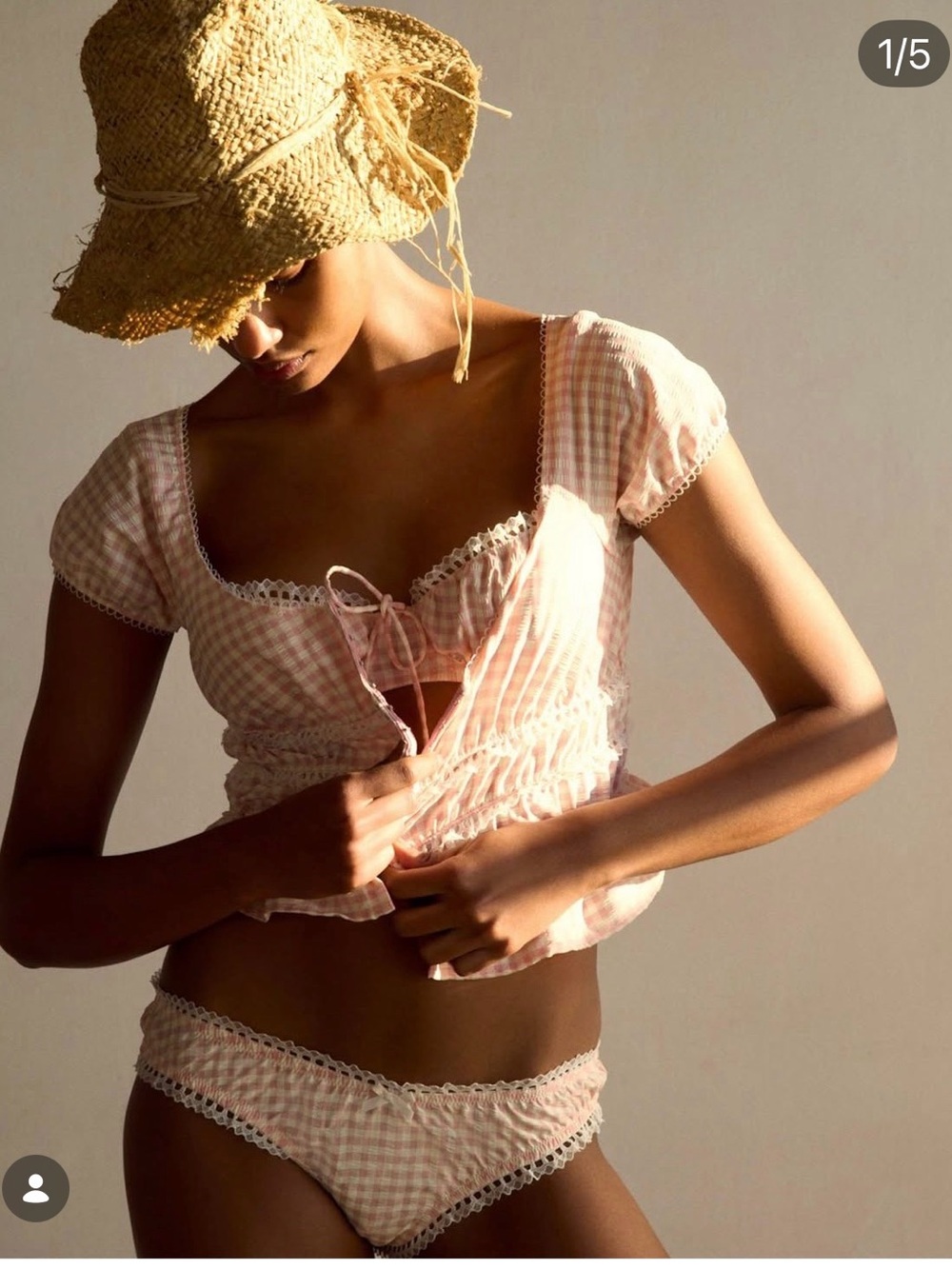 For Love & Lemons Petal Pink Gingham Bustier | XS | NWT